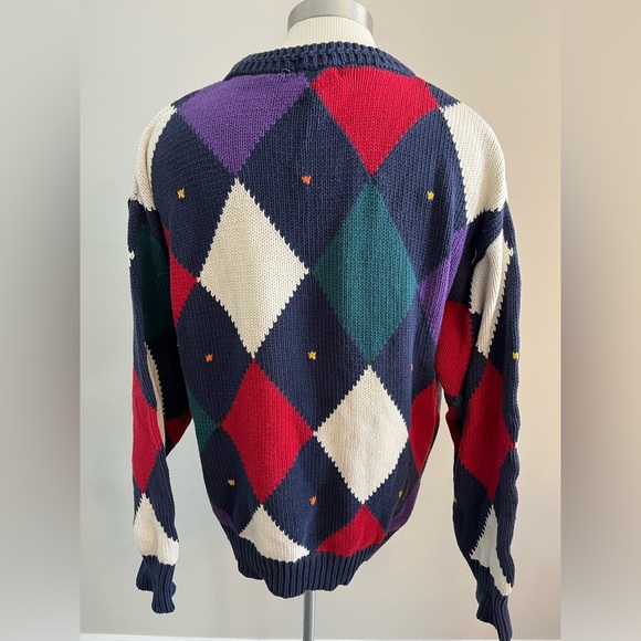 Vintage Boston Traders 1980s men’s sweater diamonds adult medium - Picture 2 of 9